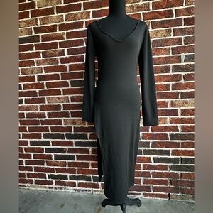 Black Long Sleeve Scoop Neck Dress